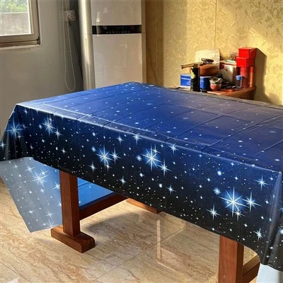 Einweg-Tischdecke mit Sternmotiv, bedruckt, aus verdicktem Kunststoff, wasserdicht, ölabweisend, für Party, Geburtstag, Party, Einweg-Tischdecke
